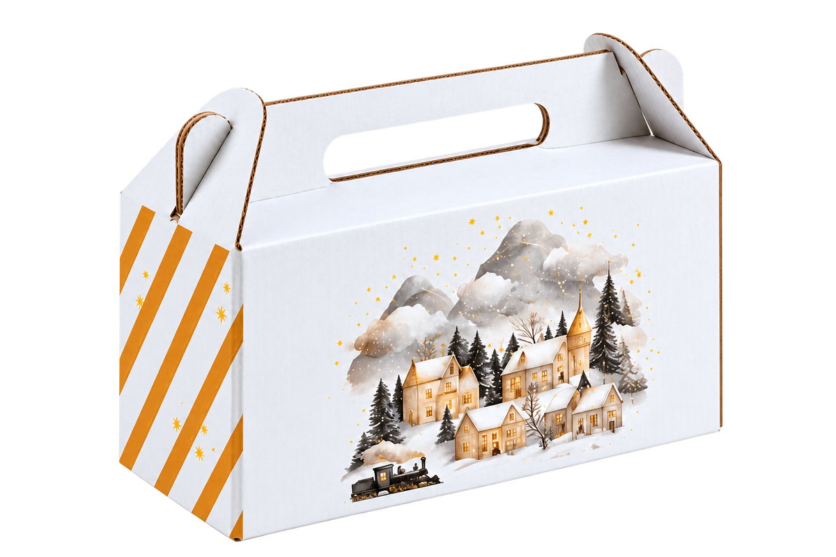 Bílá krabička na lahvičky - Vánoce - 19x6x9 cm