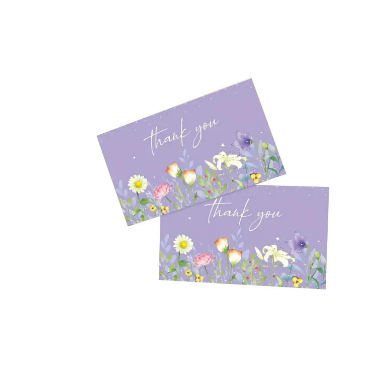Etiqueta Cartão - Floral Roxo - Thank You