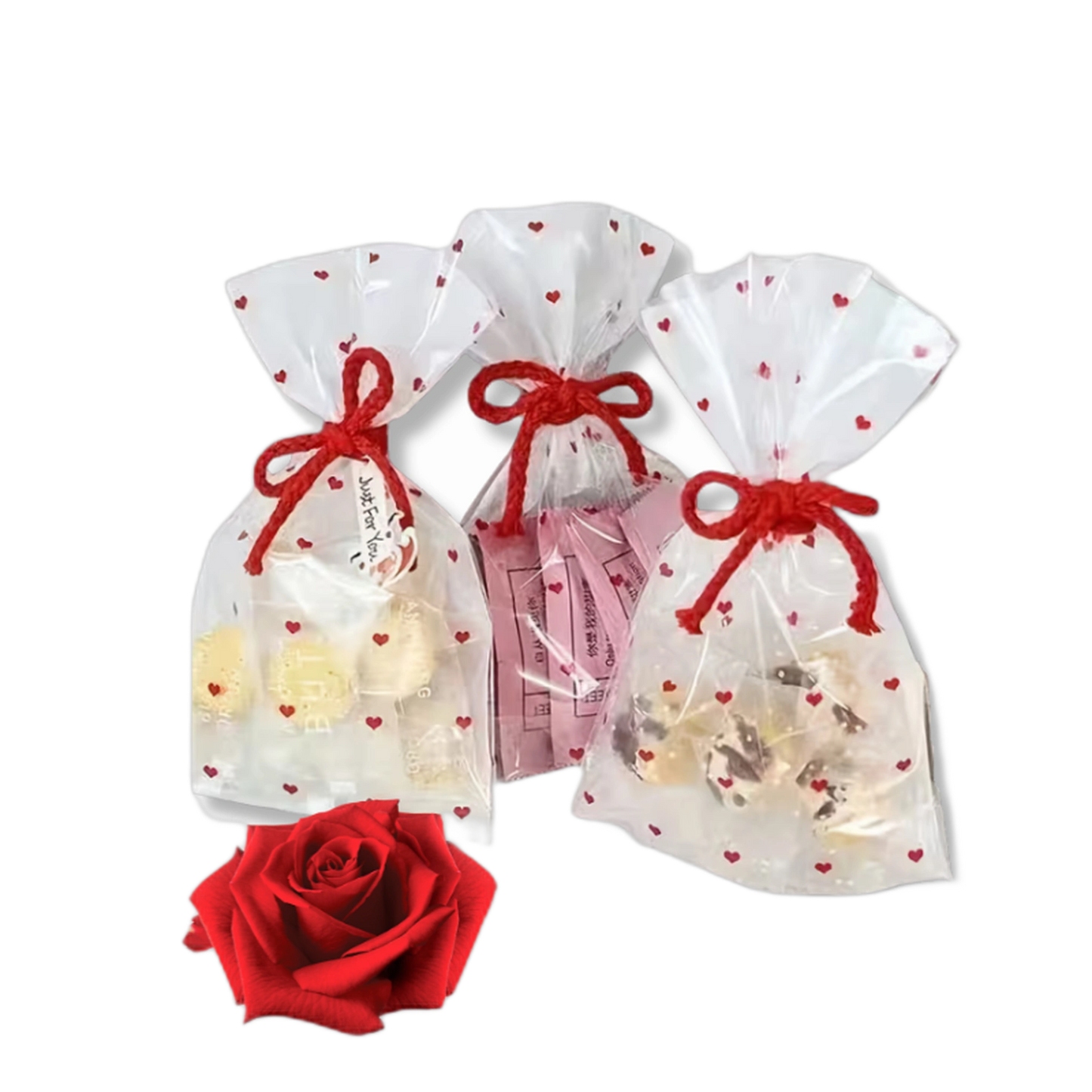 Sacos Celofane Transparente - Corações - 14,5×23,5cm