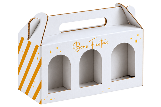 Caixa Cartão Branca Frascos - Natal - 19x6x9 cm