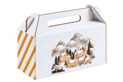 Bílá krabička na lahvičky - Vánoce - 19x6x9 cm