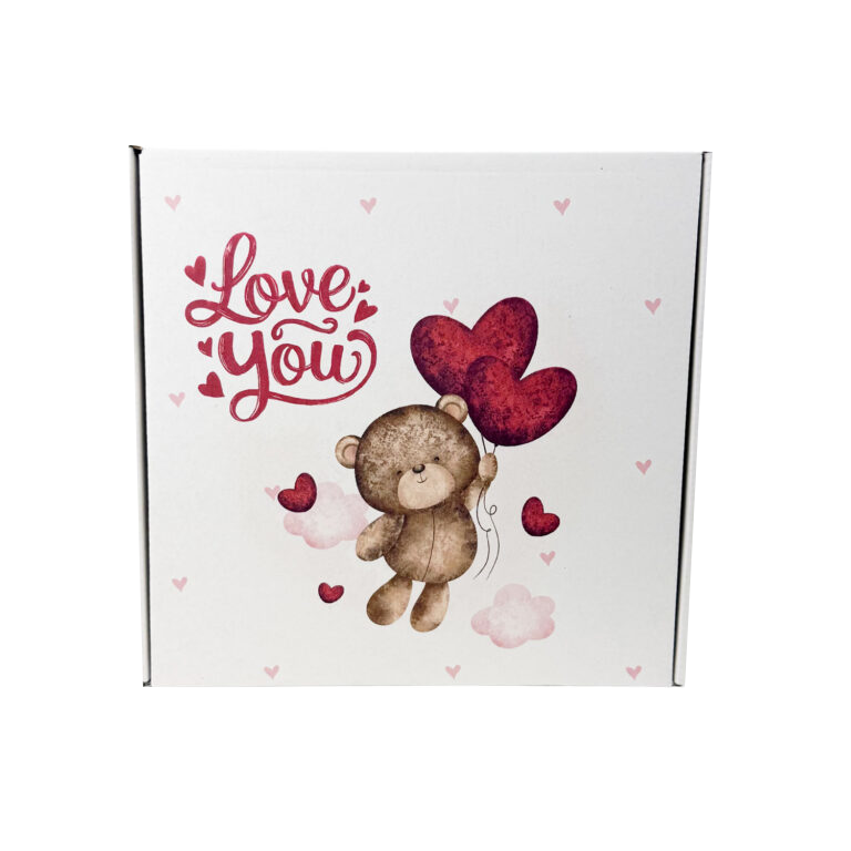 Caixa Cartão Branca - Urso do Amor - 25x25x9cm