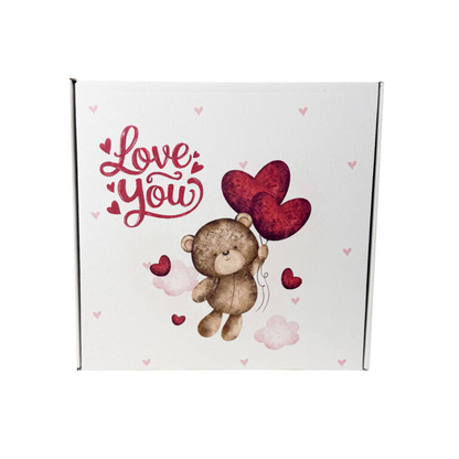 Caixa Cartão Branca - Urso do Amor - 25x25x9cm