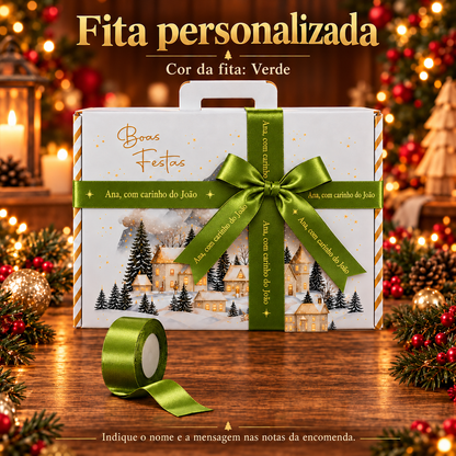 Fita verde para personalização de presentes