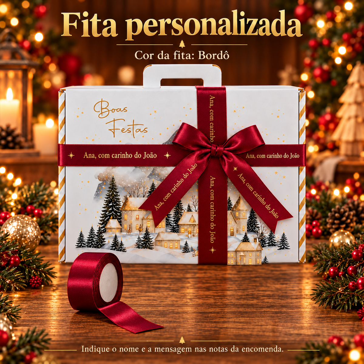 Fita vermelha para personalização de presentes
