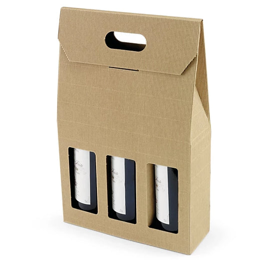 Wellpappkarton – 3 Flaschen – 27 x 9 x 41 cm