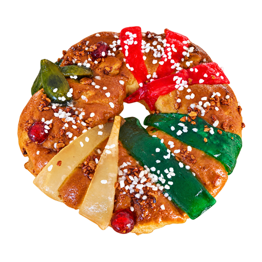 Bolo Rei Tradicional com frutas cristalizadas, frutos secos e grãos de açúcar