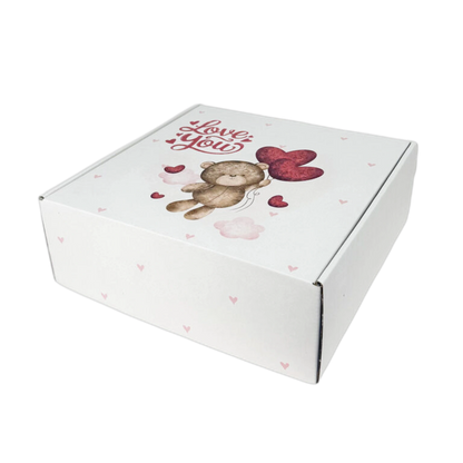 Caixa Cartão Branca - Urso do Amor - 25x25x9cm