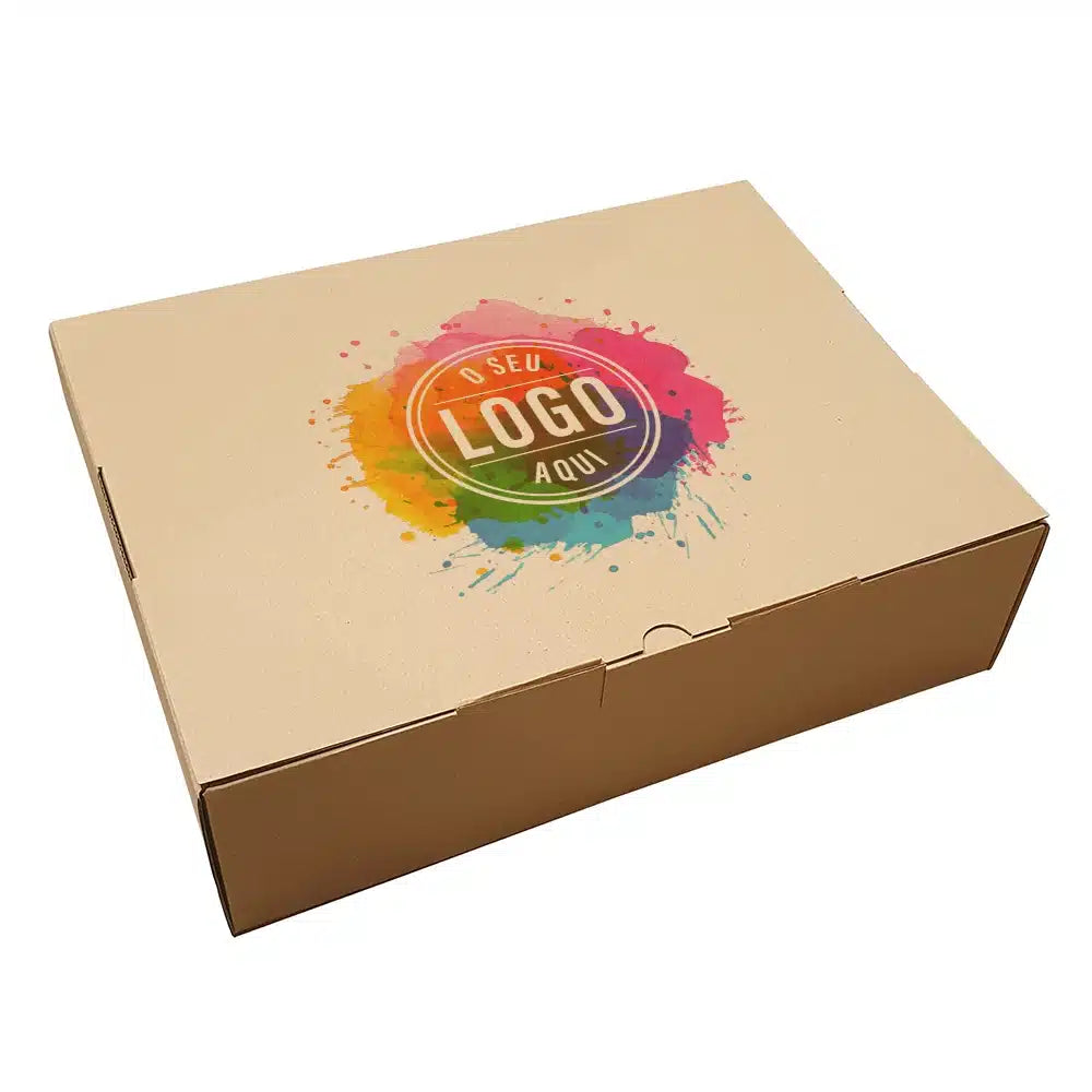 Boîte en carton kraft 33 x 25 x 9 cm avec impression de logo