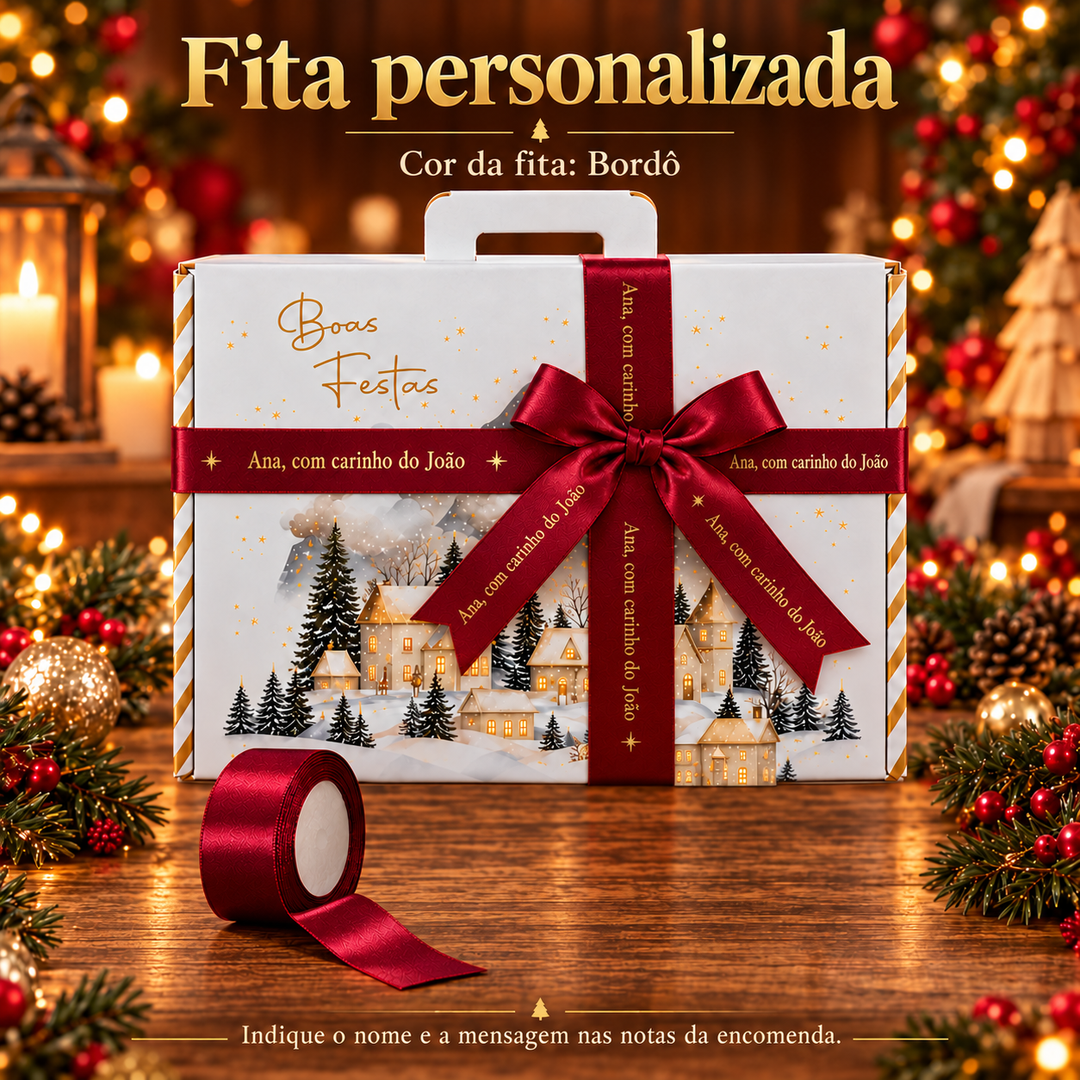 Fita bordô personalizada para presente ou cabaz