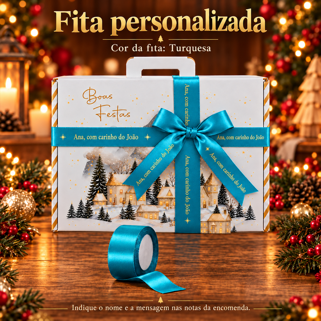 Fita turquesa personalizada para presente ou cabaz