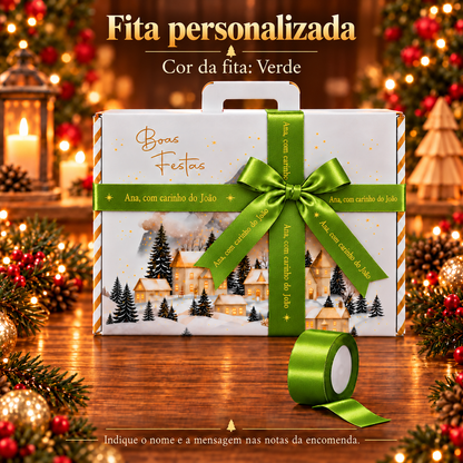 Fita verde personalizada para presente ou cabaz