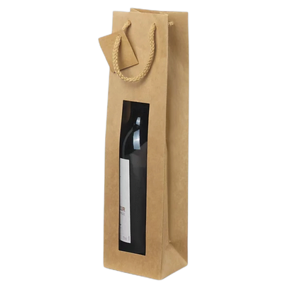 Saco papel kraft com janela para garrafas