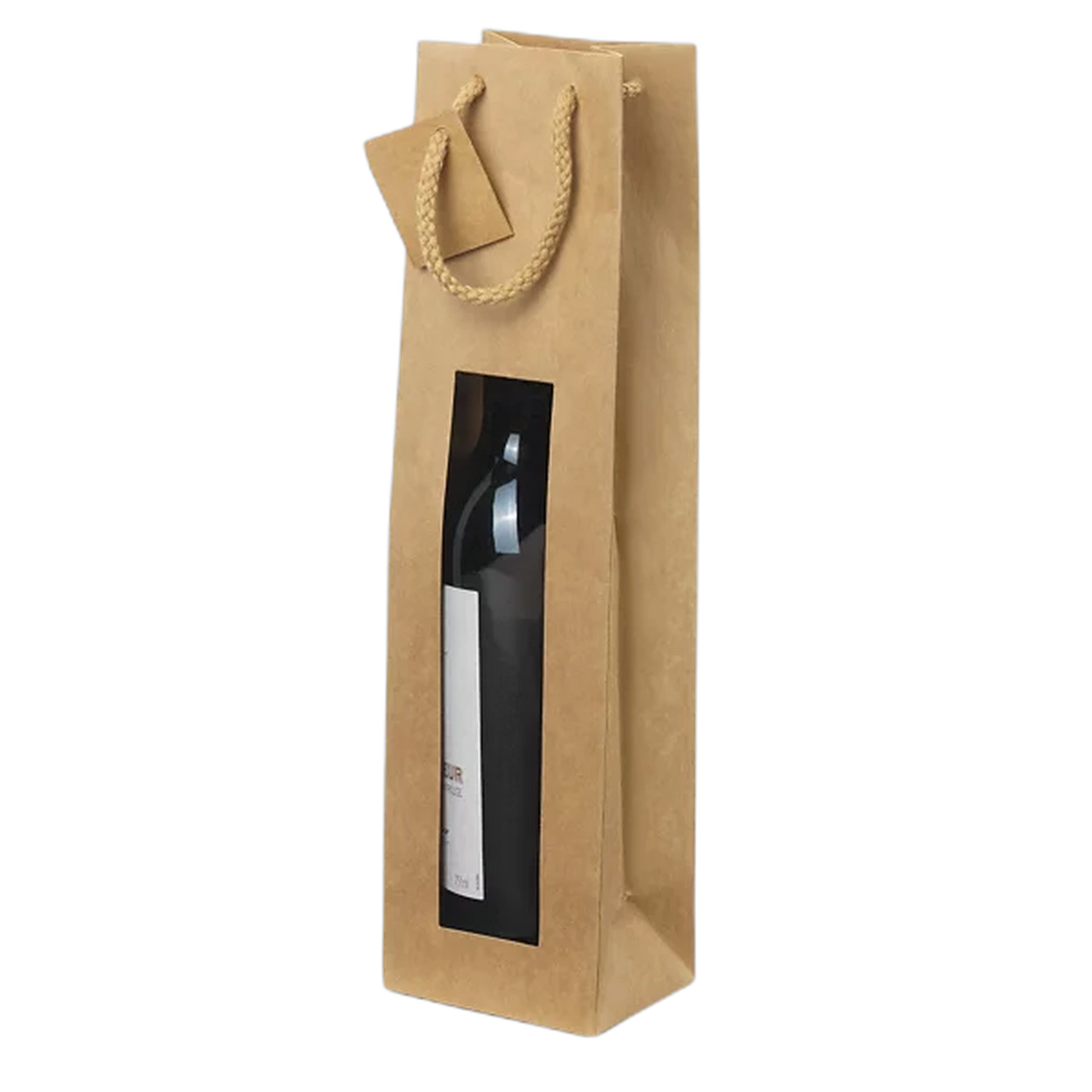 Saco papel kraft com janela para garrafas