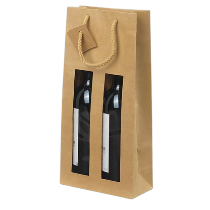Saco papel kraft com janela para garrafas