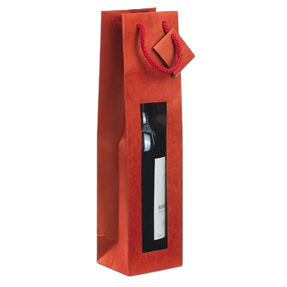 Saco papel kraft com janela para garrafas